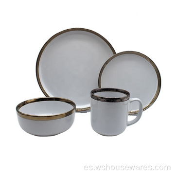 Set de cena de stoneware de vajilla de cerámica de cerámica esmaltada
